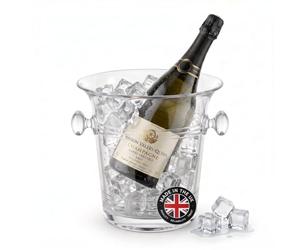Chabrias 3.5L Champagne Ice Bucket, Wine Bottle Cooler, Clear, UK Made | UK-made clear plastic cooler for one 750ml wine, champagne or prosecco bottle; lightweight, reusable, ideal for entertaining.