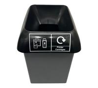 Chabrias 30 Litre Black Lid & Printer Cartridge Logo Recycling Bin - UK Made 100% Recycled Plastic Colour Coded Simpler Recycling Options