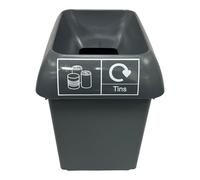 Chabrias 30 Litre Dark Grey Lid & Tin Logo Recycling Bin - UK Made 100% Recycled Plastic Colour Coded Simpler Recycling Options