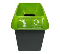 Chabrias 30 Litre Lime Lid & Kitchen Waste Label Recycling Bin - UK Made 100% Recycled Plastic - Colour Coded for Simpler Recycling