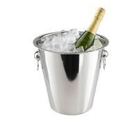 Chabrias 5 Litre Polished Stainless Steel Champagne & Wine Ice Bucket - Durable Double-Wall Drinks Cooler with Carry Handles | Professional Bar & Home Entertaining Bucket (1 Pack)