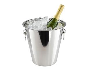 Chabrias 5 Litre Polished Stainless Steel Champagne & Wine Ice Bucket - Durable Double-Wall Drinks Cooler with Carry Handles | Professional Bar & Home Entertaining Bucket (1 Pack)