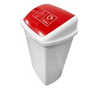 Chabrias 50 Litre Red Litre 68 x 40 x 31.5cm Plastic Swing Bin Waste Recycle Dustbins Kitchen, Office, Bathroom Rubbish Trash Refused Bins