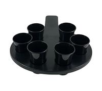Chabrias 6 Hole Shot Glass Holder with Black Shot Glass Handle Bar - UK Made, Paddel, Restaurant Paddle, Glass Set, Wine Glasses, Novelty Wine Glasses, Vodka Glasses (Black)