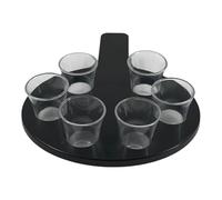 Chabrias 6 Hole Shot Glass Holder with Clear Shot Glass Handle Bar, Black Paddel, Restaurant Paddle, Shot Glass Set, Shot Glasses, Novelty Shot Glasses, Vodka Glasses (Clear)
