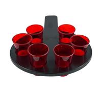 Chabrias 6 Hole Shot & Red Plastic Shot Glasses, Handle Bar - UK Made, Shot Glass Set, Novelty Vodka Drinkware, Display Bar Accessories for Party & Club