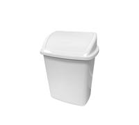 Chabrias 8 Litre White Plastic Swing Lid Bin, Compact Rubbish Waste Bin for Kitchen, Bathroom, Office or Home, Durable, Easy to Clean, Lightweight Trash Can Single With Swing Lid