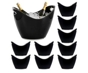 Chabrias Ltd 10 Pack - 8 Litre Black Acrylic Ice Bucket - 35 x 26 x 27cm - Large Drinks & Champagne Tub with Carry Handles - 8 Litre Beverage Drinks Cooler for Wine, Beer & Garden Parties (10-Pack)