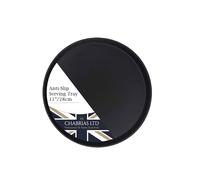 Chabrias Ltd 11" / 28cm Single Bar Tray U-Grip Round Black Anti Slip Non Slip Bar Drinks Food Serving Tray for Parties, Gatherings, Bars, Restaurants, and Home