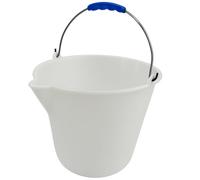 Chabrias Ltd 12 Litre White Heavy Duty Plastic Bucket with Handle, 32(H)x35(Dia)cm, Cleaning Bucket, Colour Coded Cleaning, Graduated Bucket with Pouring Lip, Professional & Home Use, Made From LDPE