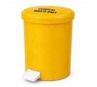 Chabrias Ltd 12 Litre Yellow Clinical Waste Pedal Bin with Removable Inner Bucket, Compact Hands-Free Plastic Medical Waste Bin for Home Care, Clinics, Schools, Offices & Healthcare Settings