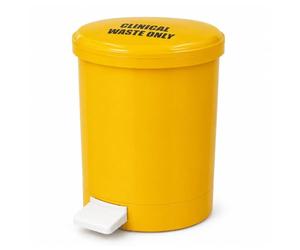 Chabrias Ltd 12 Litre Yellow Clinical Waste Pedal Bin with Removable Inner Bucket, Compact Hands-Free Plastic Medical Waste Bin for Home Care, Clinics, Schools, Offices & Healthcare Settings