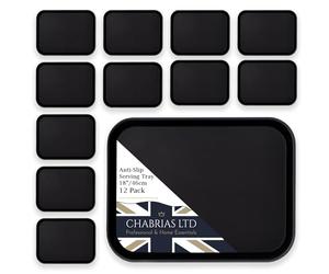 Chabrias Ltd 12 Pack 18" Rectangular Bar Tray U-Grip Black Anti Slip Non Slip Bar Drinks Food Serving Tray for Parties, Gatherings, Bars, Restaurants, and Home