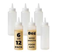 Chabrias Ltd 12 Pack 250ml Clear Squeeze Bottle - 8oz - Premium BPA-Free Soft Plastic Condiment Bottle Dispensing Ketchup for Sauces, Dressings, Oils, Icing, Crafts, Workshop