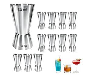 Chabrias Ltd 12 Pack Stainless Steel 25/50 ml Measure Jigger Bar Craft Dual Spirit Measure Cup Peg Measuring Cup for Bar Party Wine Cocktail Shaker