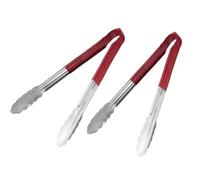 Chabrias Ltd 12" Utility Kitchen Tongs Cooking Tongs Stainless Steel Colour Coded Serving Tongs (Red, 2 Pack)