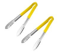 Chabrias Ltd 12" Utility Kitchen Tongs Cooking Tongs Stainless Steel Colour Coded Serving Tongs (Yellow, 2 Pack)