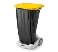 Chabrias Ltd 120L Wheeled Pedal Sack Holder Bin, Yellow Clinical Waste | Yellow Clinical Waste Only lid, 120L capacity, hands-free pedal, two wheels, reinforced frame, H93.5 x W56 x D52cm