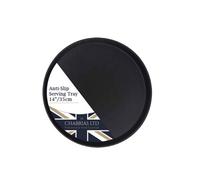 Chabrias Ltd 14"/35Cm Single Round Bar Tray Black U-Grip Black Anti Slip Non Slip Serving Tray