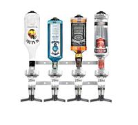 Chabrias Ltd 2/3/4/6-4 Bottle Wall Bar Rail + Spirit Optic Measure 25ml - UK Made, Fully Assembled Metal Bracket & Pub Trade Compliant, Traditional Chrome, Fits 70cl-1.5L Bottles (4 Wall Bar, 25ml)