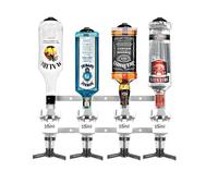Chabrias Ltd 2/3/4/6-4 Bottle Wall Bar Rail + Spirit Optic Measure 35ml - UK Made, Fully Assembled Metal Bracket & Pub Trade Compliant, Traditional Chrome, Fits 70cl-1.5L Bottles (4 Wall Bar, 35ml)