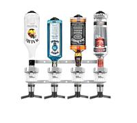 Chabrias Ltd 2/3/4/6-4 Bottle Wall Bar Rail + Spirit Optic Measure 50ml - UK Made, Fully Assembled Metal Bracket & Pub Trade Compliant, Traditional Chrome, Fits 70cl-1.5L Bottles (4 Wall Bar, 50ml)
