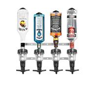 Chabrias Ltd 2/3/4/6 - Bottle Wall Bar Rail + Spirit Optic Measure 35ml - UK Made, Fully Assembled Metal Bracket & Pub Trade Compliant, Traditional Black, Fits 70cl-1.5L Bottles (4 Wall Bar, 35ml)