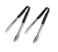 Chabrias Ltd 2-Pack 12" Utility Kitchen Tongs - Black Colour-Coded Stainless Steel, Non-Slip Vinyl Grip, Dishwasher Safe Cooking & Serving Tongs (12 inch / 30 cm)