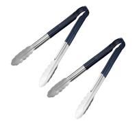 Chabrias Ltd 2-Pack 12" Utility Kitchen Tongs - Blue Colour-Coded Stainless Steel, Non-Slip Vinyl Grip, Dishwasher Safe Cooking & Serving Tongs (12 inch / 30 cm)