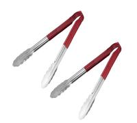 Chabrias Ltd 2 Pack 12" Utility Kitchen Tongs - Red Colour-Coded Stainless Steel, Non-Slip Vinyl Grip, Dishwasher Safe Cooking & Serving Tongs (12 inch / 30 cm)