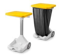 Chabrias Ltd 2 Pack 120L Wheeled Pedal Sack Holders, Yellow Clinical Waste | 2 x 120L wheeled sack holders with hands-free pedals and Yellow Clinical Waste Only lids; each H93.5 x W56 x D52cm