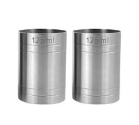 Chabrias Ltd 2 Pack 125ml Premium Stainless Steel Silver Thimble Measure Barware Professional Spirit Measuring Cups, Home Bars, Cocktail Stations & Bartenders, CE Marked