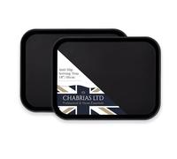 Chabrias Ltd 2 Pack 18" Rectangular Bar Tray U-Grip Black Anti Slip Non Slip Bar Drinks Food Serving Tray for Parties, Gatherings, Bars, Restaurants, and Home