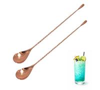 Chabrias Ltd 2 Pack 30.3cm Collison Twisted Copper Bar Spoon, Long Handle Twisted Cocktail Stirrer, Stainless Steel Copper Finish, Professional Mixing Spoon for Cocktails, Home Bar & Bartender Tools