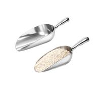 Chabrias Ltd 2 Pack 38oz Aluminium Metal Food Scoop Large Heavy Duty Bulk Scoops for Grain, Flour Bins, Rice, Dry Goods & Pet Food Storage - Commercial Kitchen Ingredient Scoops