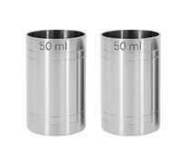 Chabrias Ltd 2 Pack 50ml Premium Stainless Steel Silver Thimble Measure Barware Professional Spirit Measuring Cups, Home Bars, Cocktail Stations & Bartenders, CE Marked
