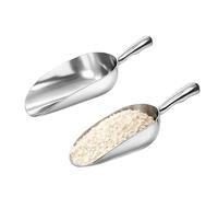 Chabrias Ltd 2 Pack 58oz Aluminium Metal Food Scoop- Extra Large Heavy Duty Bulk Scoops for Grain, Flour Bins, Rice, Dry Goods & Pet Food Storage - Commercial Kitchen Ingredient Scoops