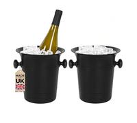 Chabrias Ltd 2 Pack Black 3.5 Litre Wine Bucket Champagne, Beer, Wine Cooler, Bar Accessories, Ice Buckets For Parties, Party, Home Bar Accessories, Bottle Cooler Chiller UK Made