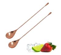 Chabrias Ltd 2 Pack Copper Collison Bar Spoon, Cocktail Stirrer, Long Twisted Spoon, Stainless Steel Copper Finish, Cocktail Accessories & Tools