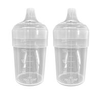 Chabrias Ltd 2 Pack Feeding Beakers 200ml UK Made- Clear with Wide Spout Lids, & Controllable Flow - Reusable, Microwave Safe, Adult Sippy Cup, Spill-Proof, Autoclavable, Care Homes, Caring, Nursing