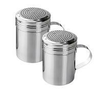 Chabrias Ltd 2 Pack Premium 10oz Stainless Steel Flour & Sugar Dredger Shaker (285 ml) - Fine-Mesh Screw-Top Dusting Shaker for Icing Sugar, Mince Pies & Cappuccino - Dishwasher-Safe (2, 10oz)