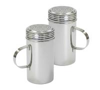 Chabrias Ltd 2 Pack Premium 16oz Stainless Steel Flour & Sugar Dredger Shaker (450 ml) - Fine-Mesh Screw-Top Dusting Shaker for Icing Sugar, Mince Pies & Cappuccino - Dishwasher-Safe (2, 16oz)