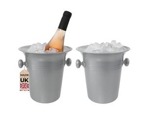 Chabrias Ltd 2 Pack Silver 3.5 Litre Wine Bucket Champagne, Beer, Wine Cooler, Bar Accessories, Ice Buckets For Parties, Party, Home Bar Accessories, Bottle Cooler Chiller UK Made
