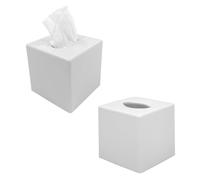 Chabrias Ltd 2 Pack White Facial Tissue Box Cube Holder Decorative Napkin Tissue Dispenser for Home, Bathroom, Office, Hotel, Catering, Restaurant - Stylish Square Cover Case
