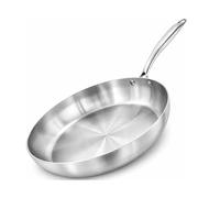 Chabrias Ltd 26cm Tri-Ply Stainless Steel Chef Frying Pan - Tri-Ply Construction, Induction & All Hob Compatible, Oven Safe, Professional British Made Skillet for Even Heat Distribution
