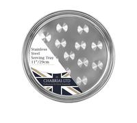 Chabrias Ltd 28.8cm Stainless Steel Round Serving Tray | Thali/Balti Dinner Plate for Home, Bar & Restaurant | Mirror Finish, Durable, Dishwasher Safe