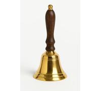Chabrias Ltd 3.5" Traditional Medium Brass School Hand Bell with Wooden Handle - Clear Loud Ring for School, Dinner, Reception, Library, Last Orders & Festive Use