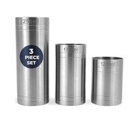 Chabrias Ltd 3 Pack 125, 175, 250ml Wine Set Premium Stainless Steel Thimble Wine Measure, Professional Spirit Measuring Cups, Home Bars, Cocktail Stations & Bartenders, Government