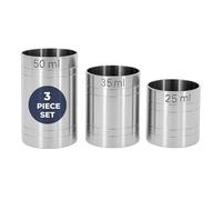 Chabrias Ltd 3 Pack 25, 35, 50ml Premium Stainless Steel Thimble Wine Measure, Professional Spirit Measuring Cups, Home Bars, Cocktail Stations & Bartenders, Government
