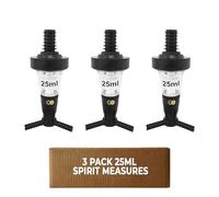 Chabrias Ltd 3 Pack 25ml Black Spirit Optic Measures, CE Government Stamped UK Made, Professional Wall Mounted Drinks Dispenser for Pubs, Bars, Licensed & Hospitality Use, Wall Bracket Not Included